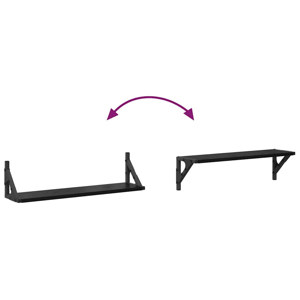 Wandregale 2 pcs Schwarz Eichen-Optik 60 x 15 x 15,5 cm