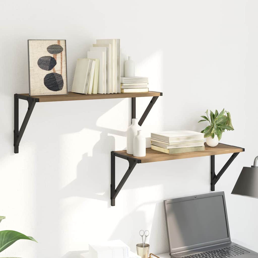 Wandregale 2 pcs Artisan-Eiche 60 x 25 x 25,5 cm Holzwerkstoff