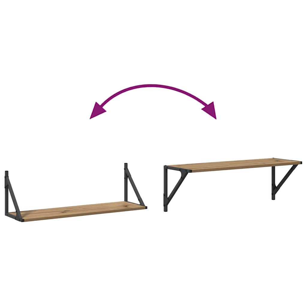 Wandregale 2 pcs Artisan-Eiche 80 x 25 x 25,5 cm Holzwerkstoff