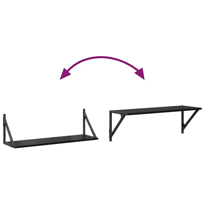 Wandregale 2 pcs Schwarz Eichen-Optik 80 x 25 x 25,5 cm