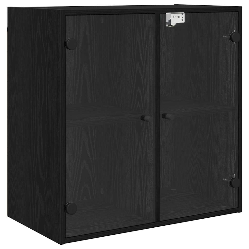 Wandschrank Wandmontiert Schwarz Eichen-Optik 68 x 37 x 68,5 cm