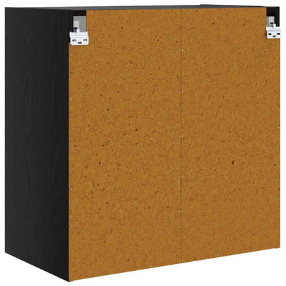 Wandschrank Wandmontiert Schwarz Eichen-Optik 68 x 37 x 68,5 cm
