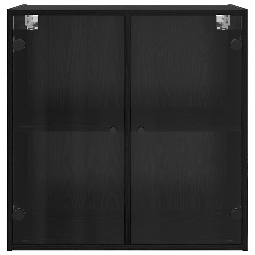 Wandschrank Wandmontiert Schwarz Eichen-Optik 68 x 37 x 68,5 cm