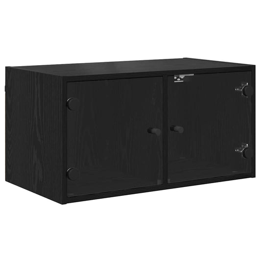 Wandschrank Schwarz Eichen-Optik 68 x 37 x 35 cm Holzwerkstoff