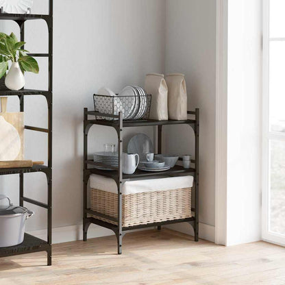 Küchentrolley Schwarz Eichen-Optik 50 x 35 x 75,5 cm