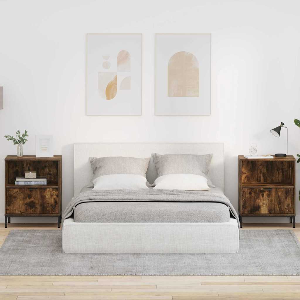 Nachttische 2 pcs Räuchereiche 49 x 36 x 61 cm Holzwerkstoff