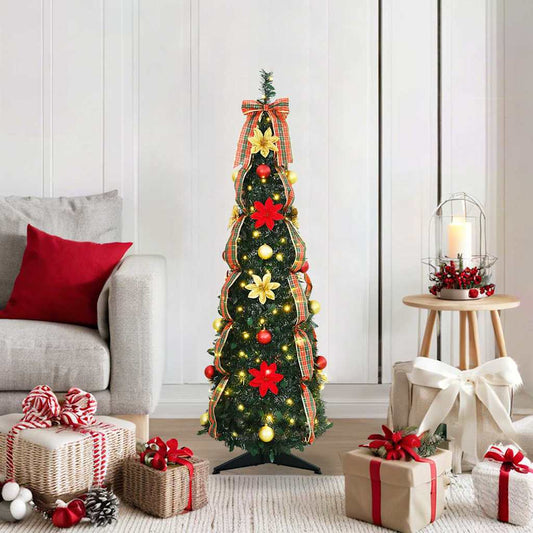 Künstlicher Weihnachtsbaum mit 50 LEDs Grün 120 cm PVC