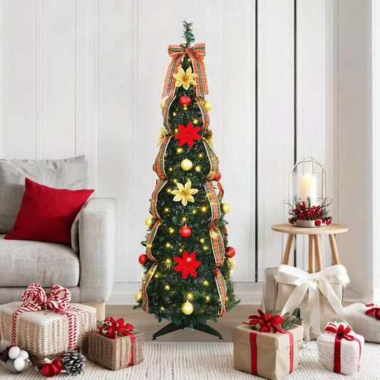 Künstlicher Weihnachtsbaum mit 100 LEDs Grün 150 cm PVC