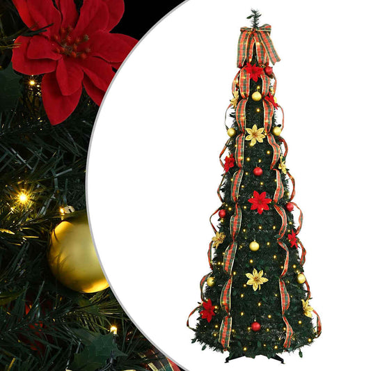 Künstlicher Weihnachtsbaum mit 150 LEDs Grün 180 cm PVC