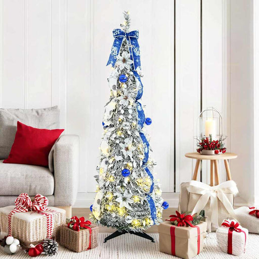 Künstlicher Weihnachtsbaum mit 100 LEDs Grün 150 cm PVC