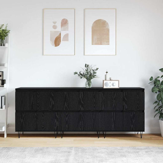 Sideboards 3 pcs Schwarze Eiche 180 x 35 x 70 cm Holzwerkstoff