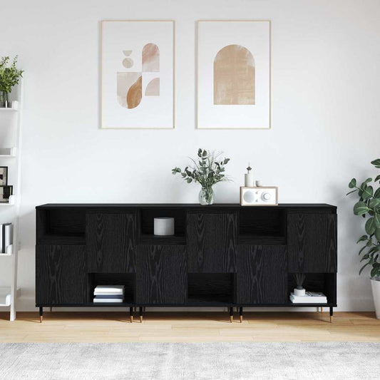 Sideboards 3 pcs Schwarze Eiche 180 x 35 x 70 cm Holzwerkstoff