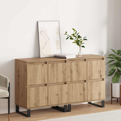 Sideboards 2 pcs Eiche handwerklich 120 x 35 x 70 cm