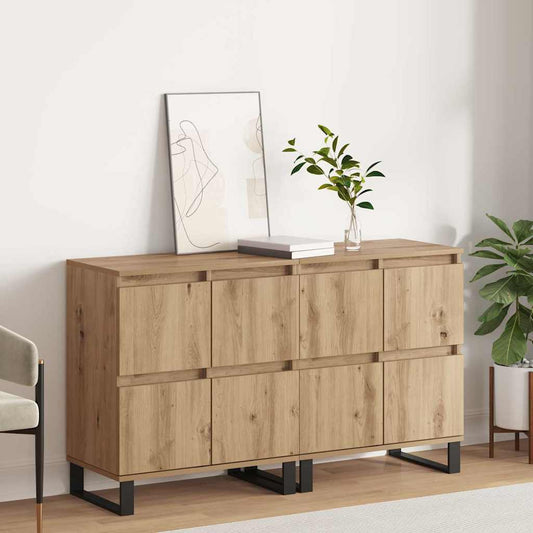 Sideboards 2 pcs Eiche handwerklich 120 x 35 x 70 cm