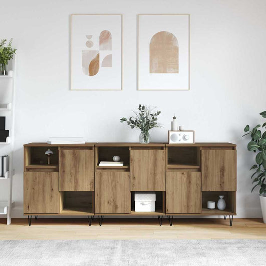 Sideboards 3 pcs Eiche handwerklich 180 x 35 x 70 cm