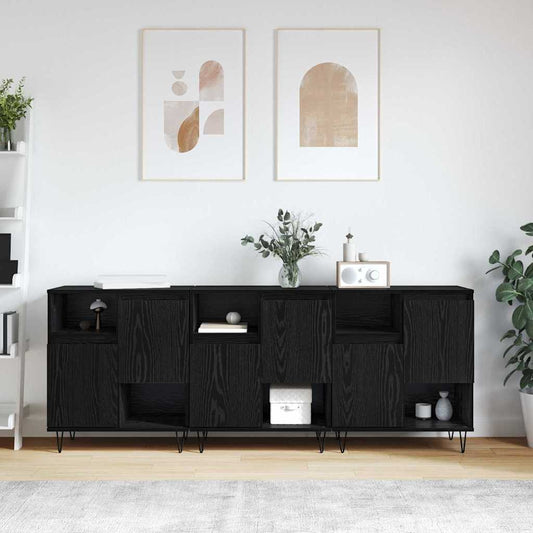 Sideboards 3 pcs Schwarze Eiche 180 x 35 x 70 cm Holzwerkstoff