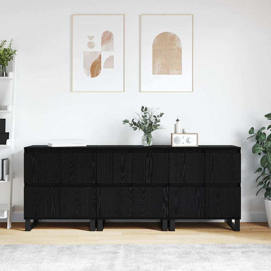 Sideboards 3 pcs Schwarze Eiche 180 x 35 x 70 cm Holzwerkstoff