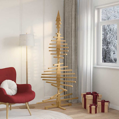 Holz Weihnachtsbaum mit Ständer Braun 210 cm Massivholz Kiefer