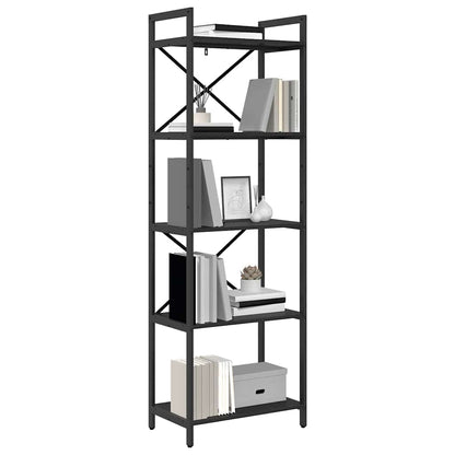 Bücherregal Schwarz Eichen-Optik 56 x 34 x 171 cm Holzwerkstoff
