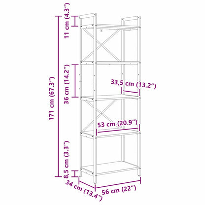 Bücherregal Sonoma-Eiche 56 x 34 x 171 cm Holzwerkstoff
