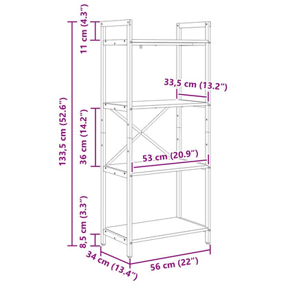 Bücherregal Graues Sonoma 56 x 34 x 133,5 cm Holzwerkstoff