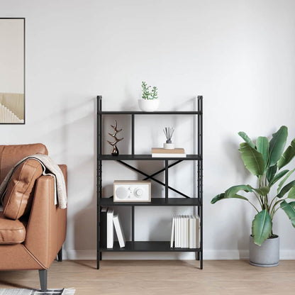 Bücherregal Schwarz Eichen-Optik 75 x 30 x 123,5 cm