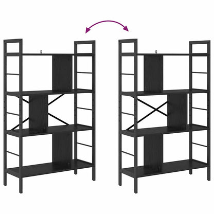 Bücherregal Schwarz Eichen-Optik 75 x 30 x 123,5 cm