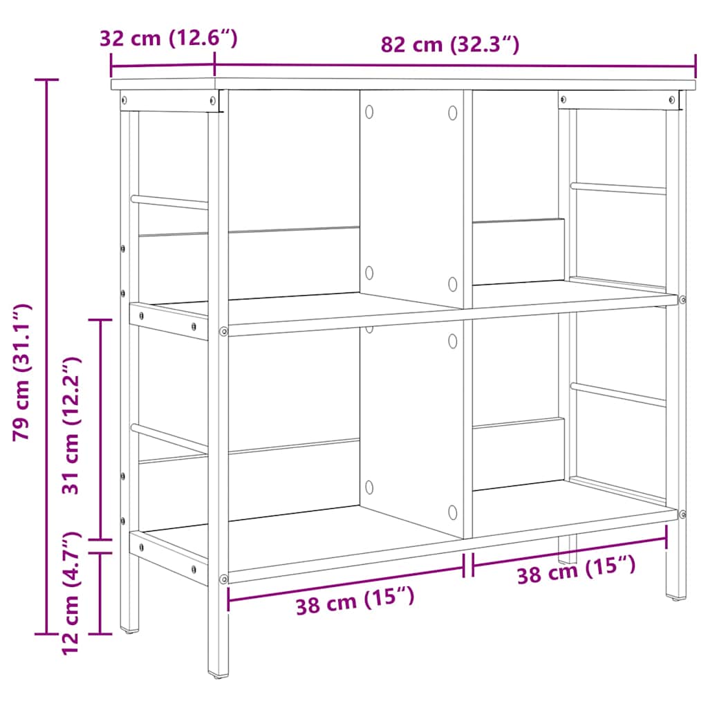 Bücherregal Graues Sonoma 82 x 32 x 79 cm Holzwerkstoff