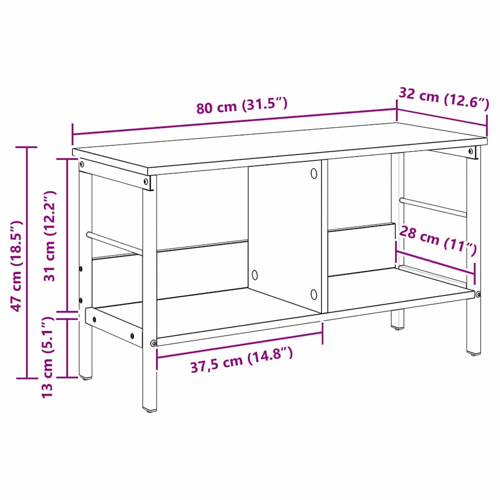Bücherregal Artisan-Eiche 82 x 32 x 47 cm Holzwerkstoff