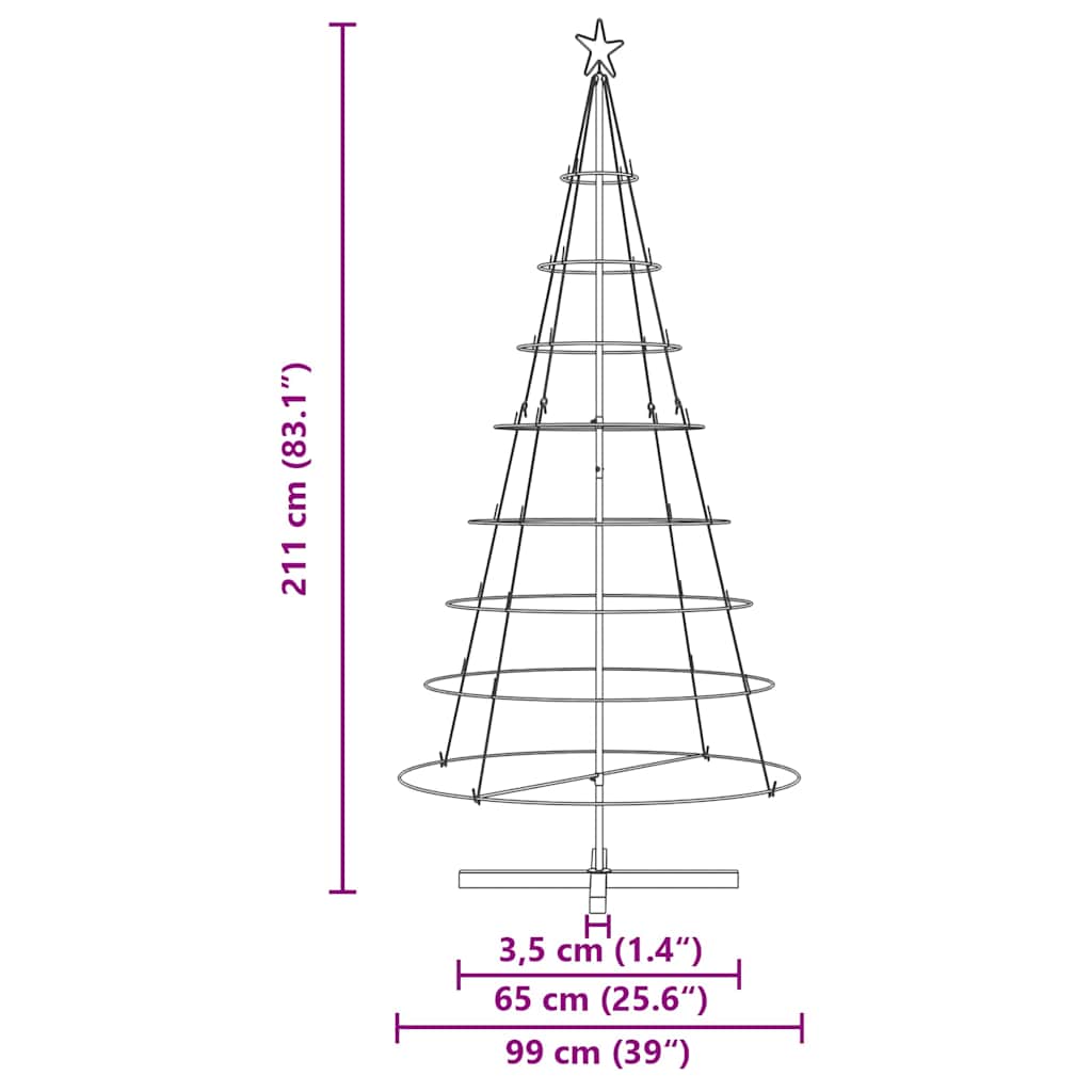 Weihnachts-Tannenzapfenbaum mit Ständer Schwarz 210 cm Stahl