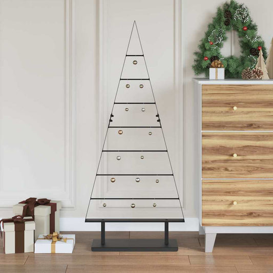 Metall Weihnachtsbaum mit Ständer Schwarz 125 cm Stahl