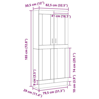 Bücherregal Schwarz Eichen-Optik 82,5 x 30,5 x 185 cm