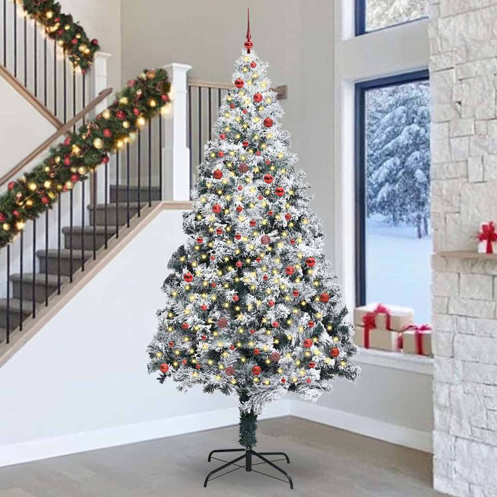 Weihnachtsbaum mit dekorativen Saitenlichtern Weiß 300 cm PVC