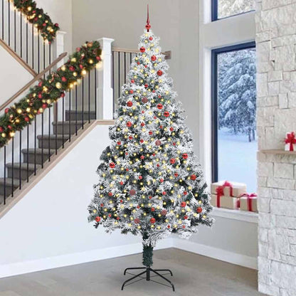 Weihnachtsbaum mit dekorativen Saitenlichtern Weiß 300 cm PVC