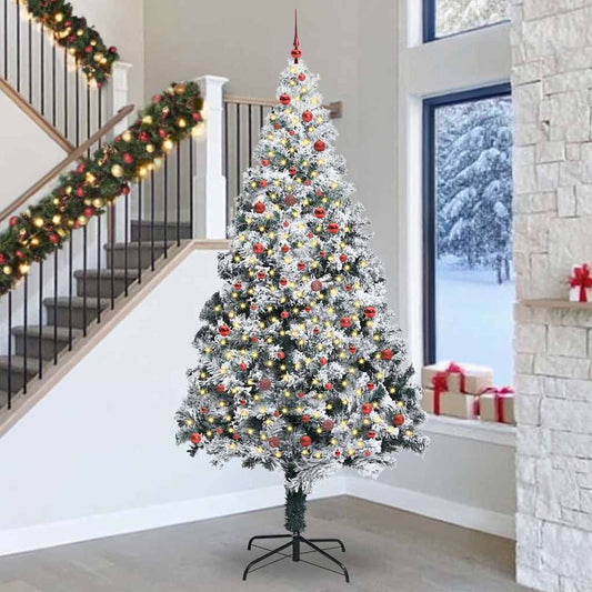 Weihnachtsbaum mit dekorativen Saitenlichtern Weiß 300 cm PVC