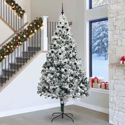 Weihnachtsbaum mit dekorativen Saitenlichtern Weiß 300 cm PVC