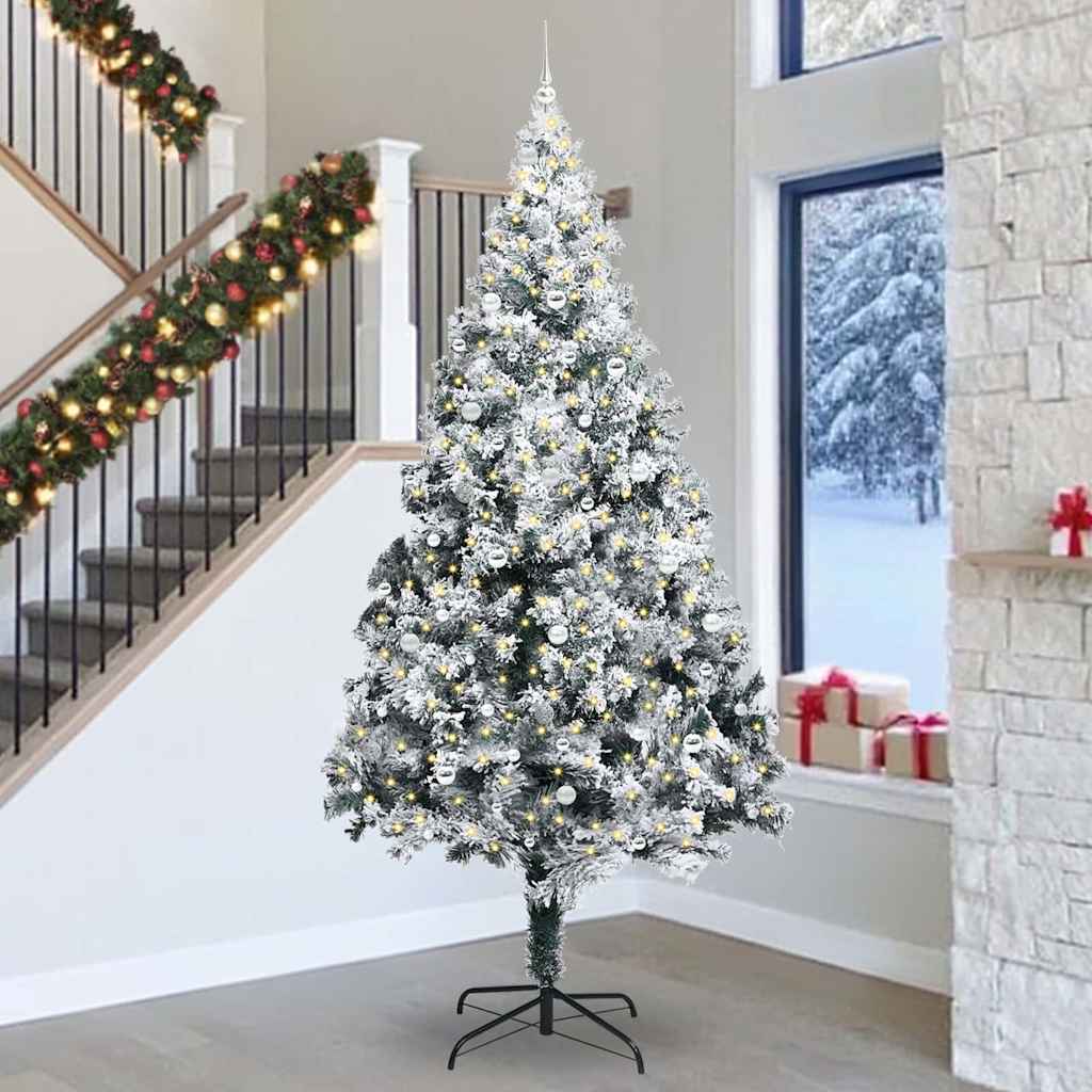 Weihnachtsbaum mit dekorativen Saitenlichtern Weiß 300 cm PVC