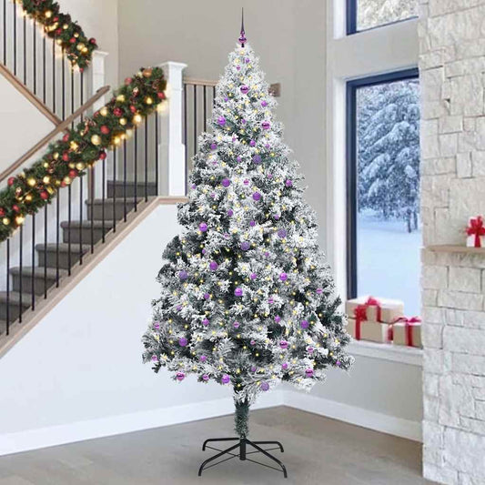 Weihnachtsbaum mit dekorativen Saitenlichtern Weiß 300 cm PVC
