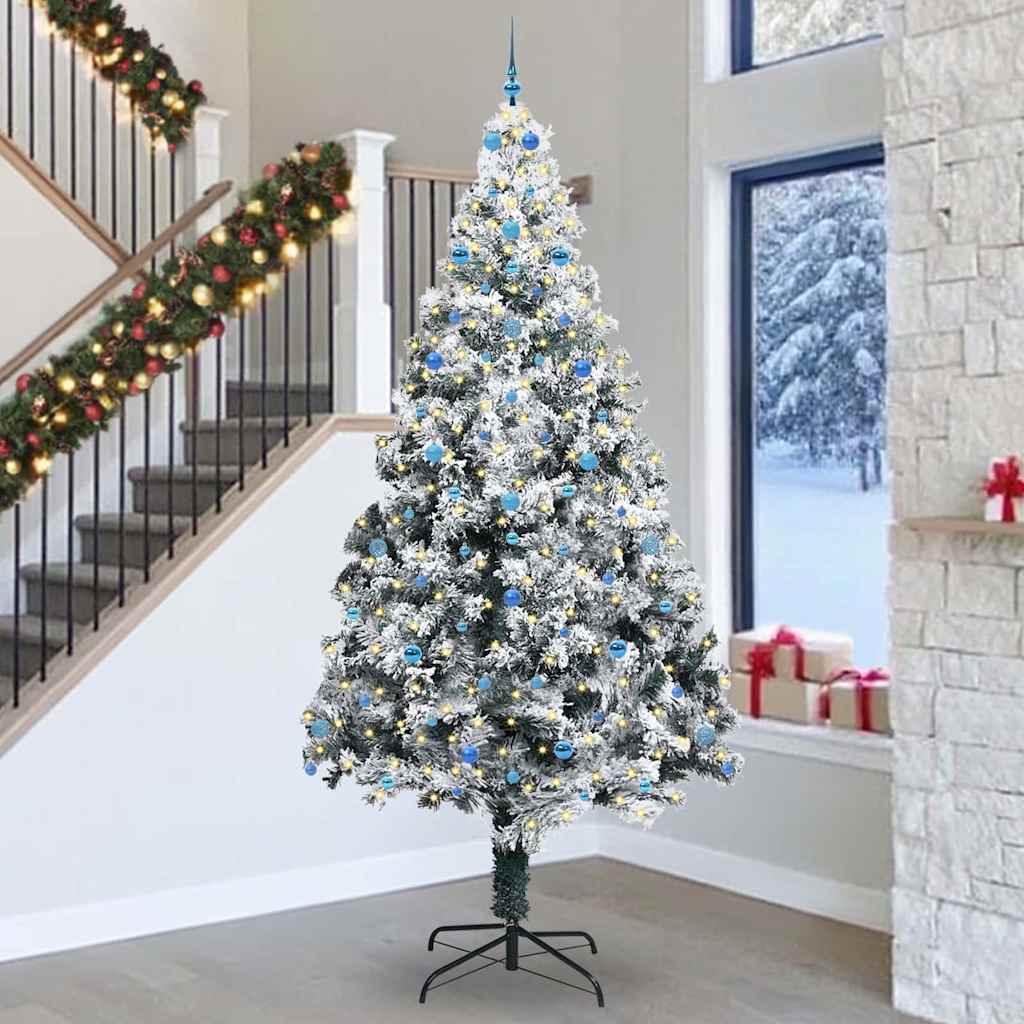 Weihnachtsbaum mit dekorativen Saitenlichtern Weiß 300 cm PVC