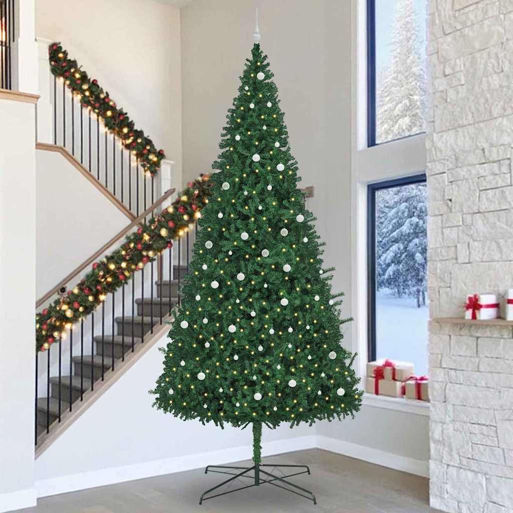 Weihnachtsbaum mit dekorativen Saitenlichtern Grün 400 cm PVC
