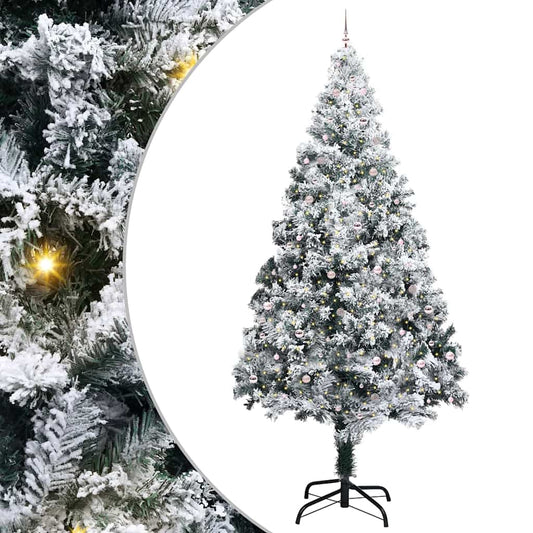 Künstlicher vorbeleuchteter Weihnachtsbaum mit Kugel-Set Grün