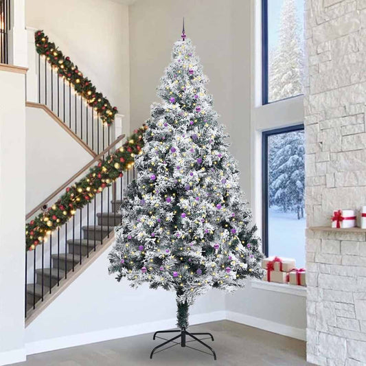 Künstlicher vorbeleuchteter Weihnachtsbaum mit Kugelsatz Grün