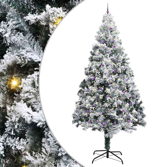 Künstlicher vorbeleuchteter Weihnachtsbaum mit Kugelsatz Grün