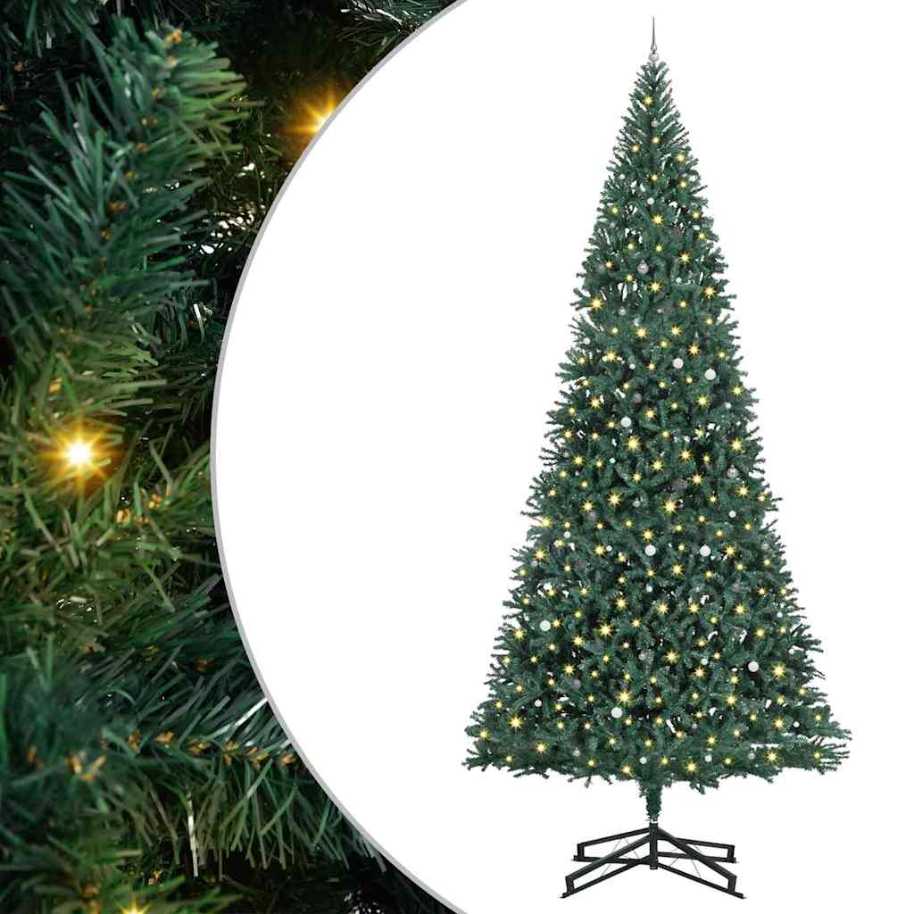 Künstlicher vorbeleuchteter Weihnachtsbaum mit Kugelset Grün