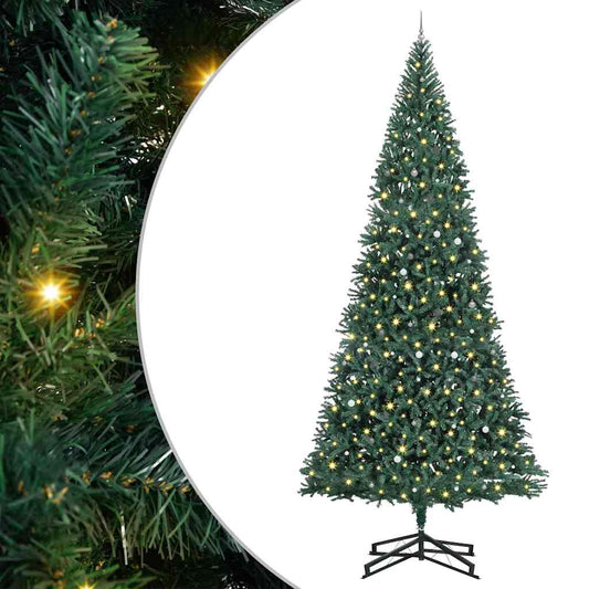 Künstlicher vorbeleuchteter Weihnachtsbaum mit Kugelset Grün