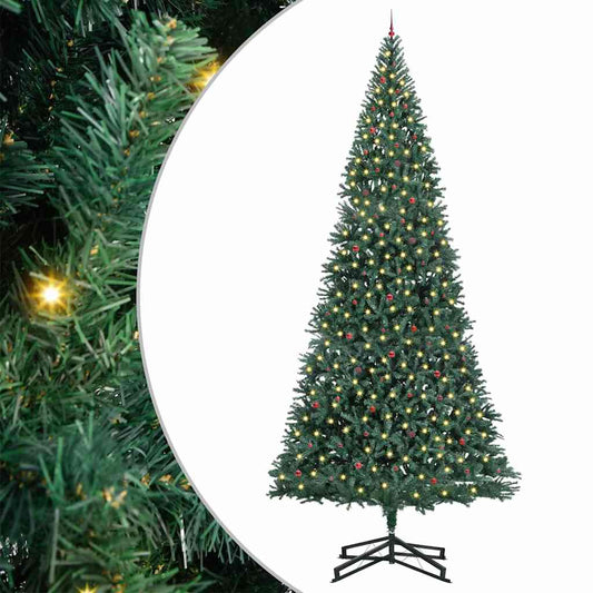 Künstlicher vorbeleuchteter Weihnachtsbaum mit Kugelset Grün