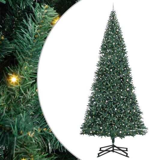 Künstlicher vorbeleuchteter Weihnachtsbaum mit Kugelset Grün