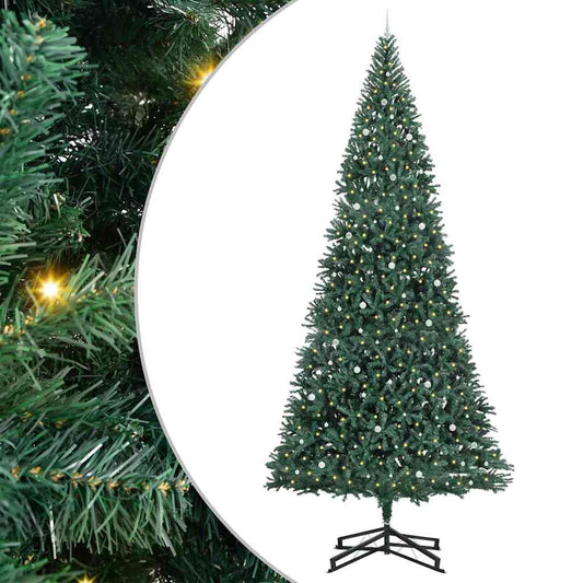 Künstlicher vorbeleuchteter Weihnachtsbaum mit Kugelset Grün