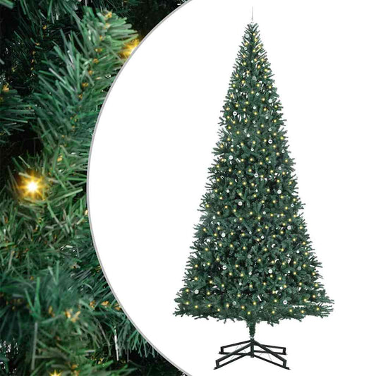 Künstlicher vorbeleuchteter Weihnachtsbaum mit Kugelset Grün