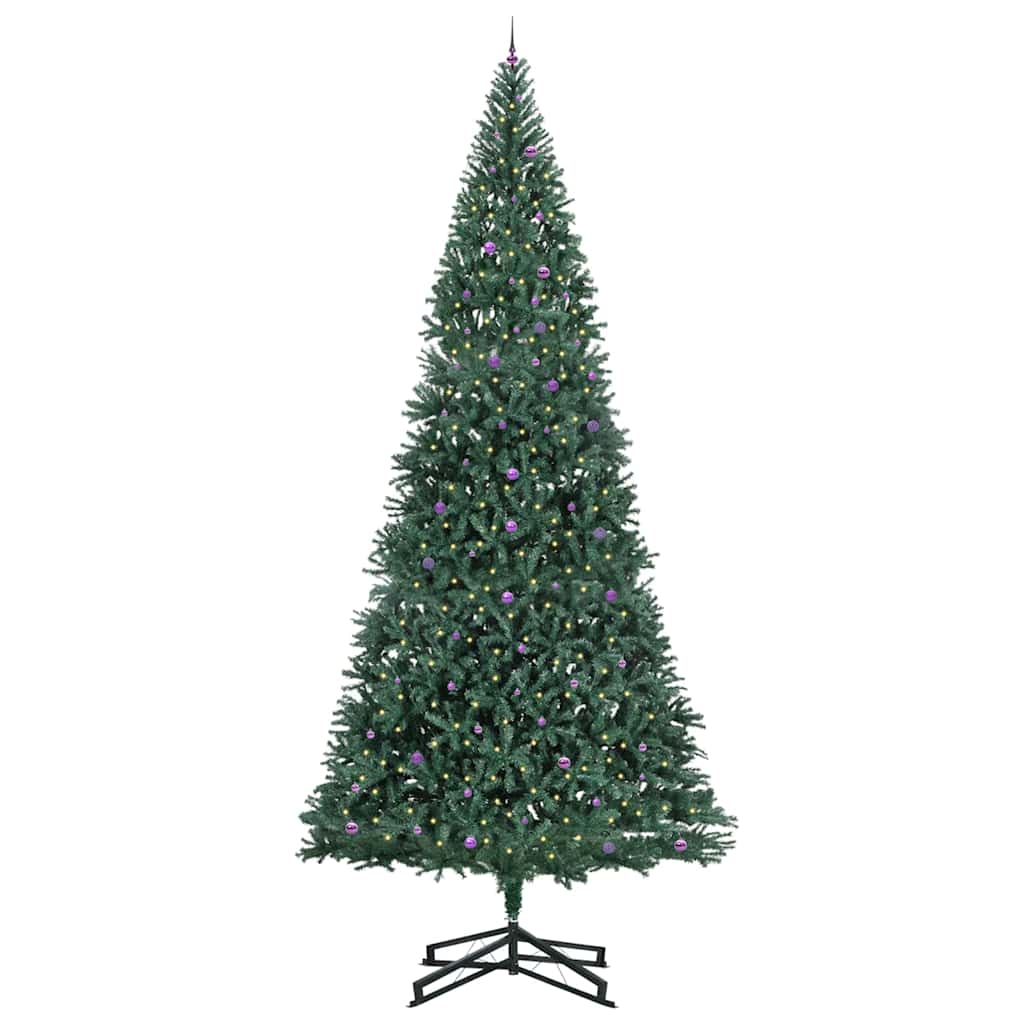 Künstlicher vorbeleuchteter Weihnachtsbaum mit Kugelset Grün